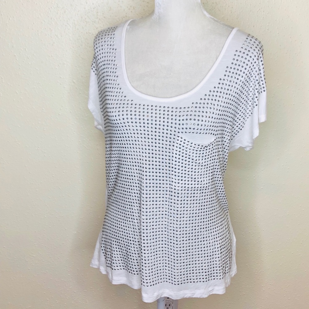 One World White Beaded Blouse